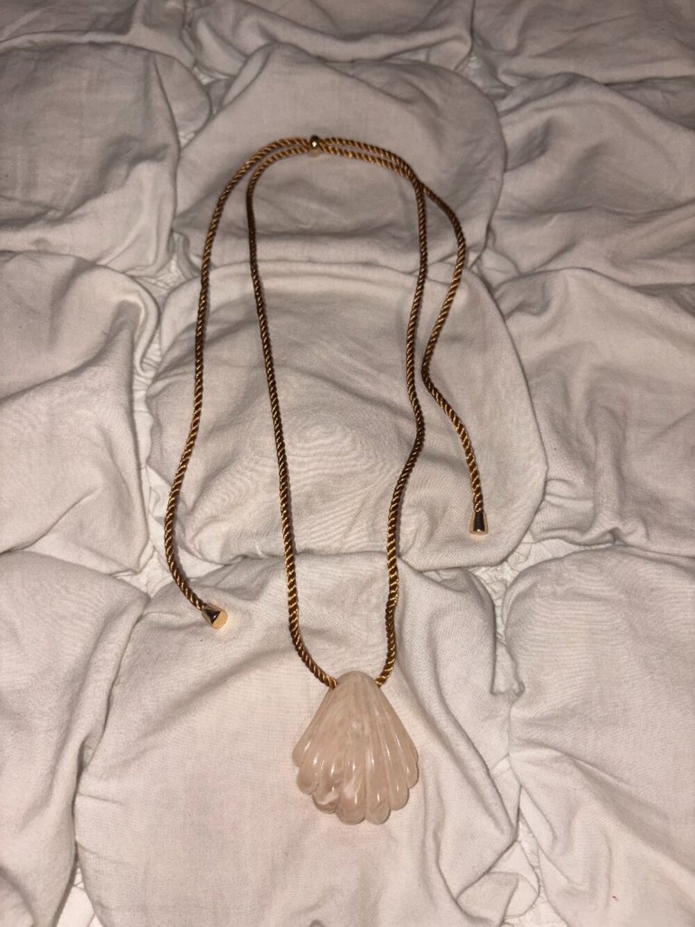 💫 Anthropologie Iridescent Shell Silk Cord Bolo Necklace